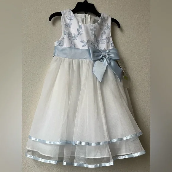 NWT Rare Editions Toddlers Occasion Dress Tulle Lace Combination with Trim/Sash - Picture 1 of 10